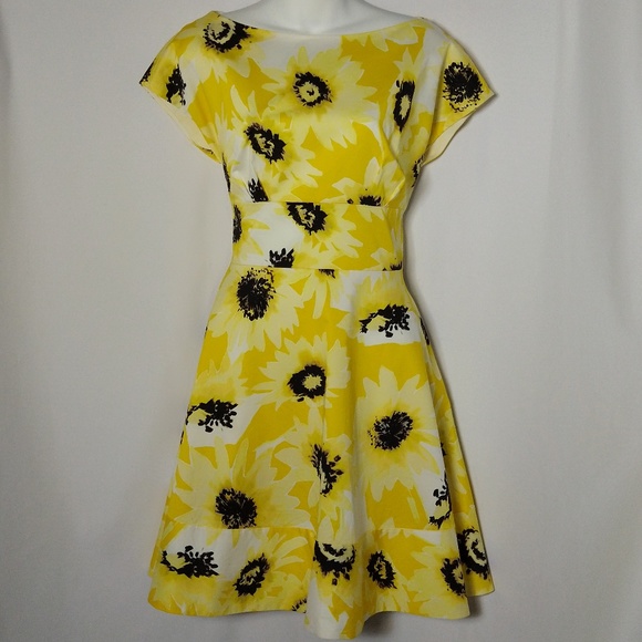 kate spade Dresses & Skirts - Kate Spade Sunflower Fit Flare Dress 8 Exposed Zip